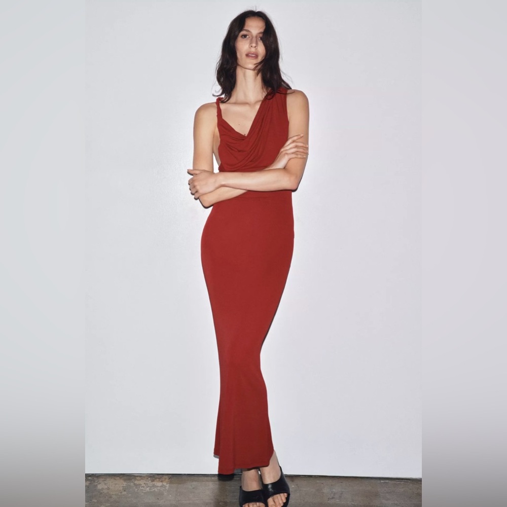 Zara flowy draped long dress